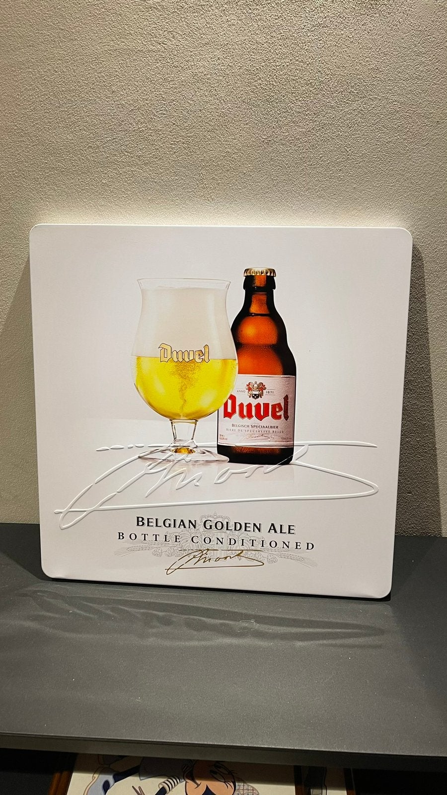 Duvel blikken reclame., Ophalen of Verzenden, Zo goed als nieuw, Reclamebord