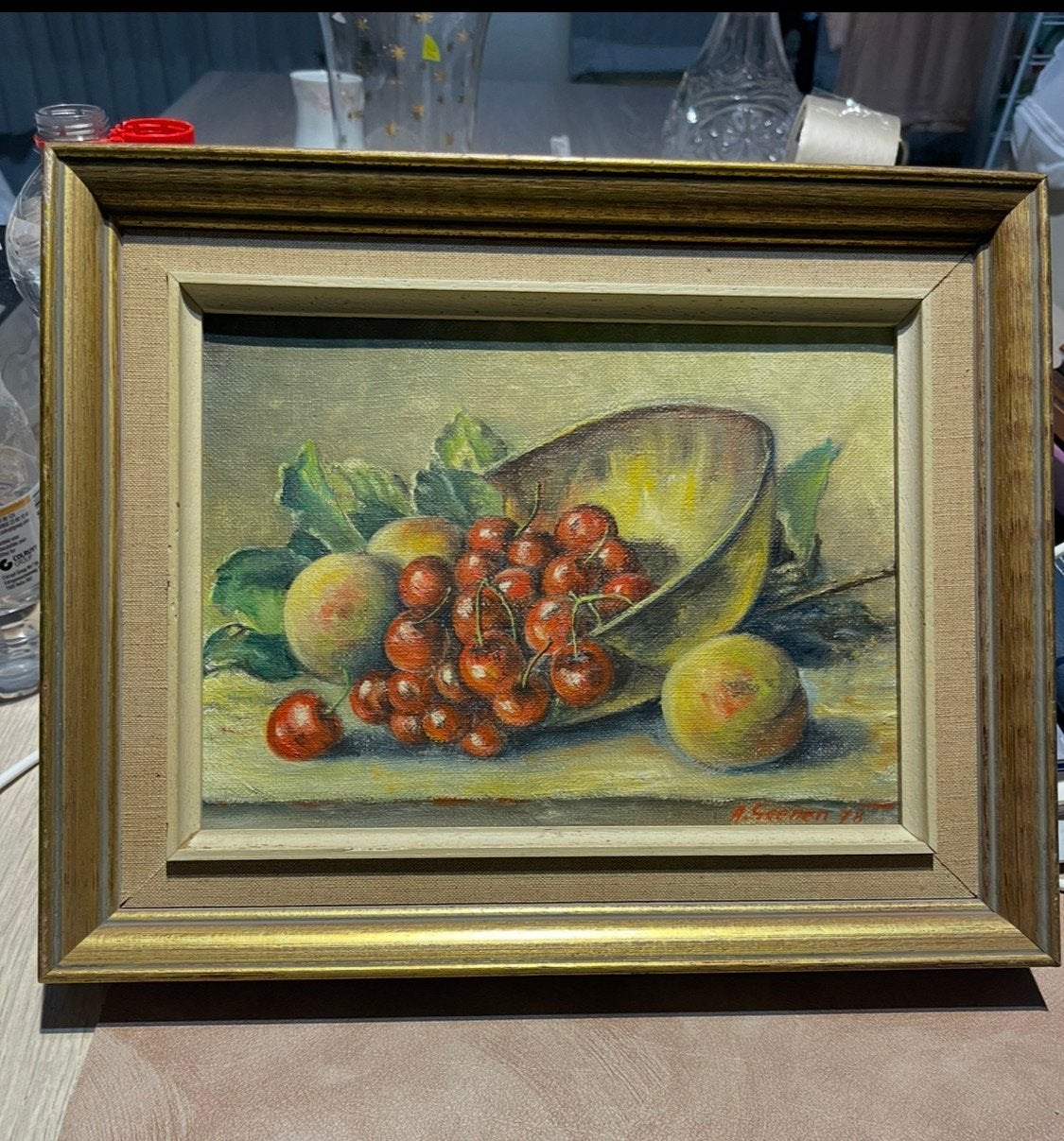 Prachtig Klassiek Stilleven Fruit ,Olieverf op Doek (1978), Antiek en Kunst, Gedateerd, Doek, Stilleven, Ophalen of Verzenden