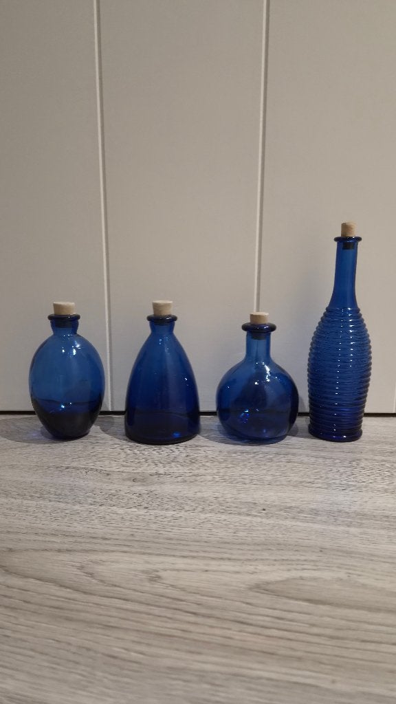 Setje vintage kobalt blauwe flesjes, Antiek en Kunst, Ophalen of Verzenden