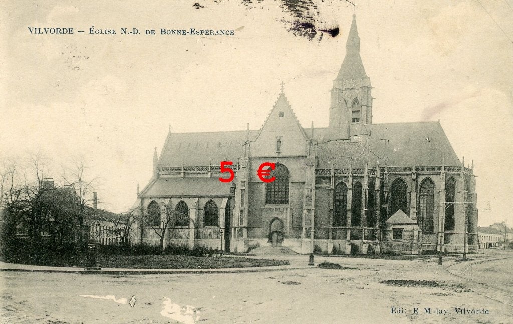 carte postale - Eglise de Vilvorde - 1915, Envoi