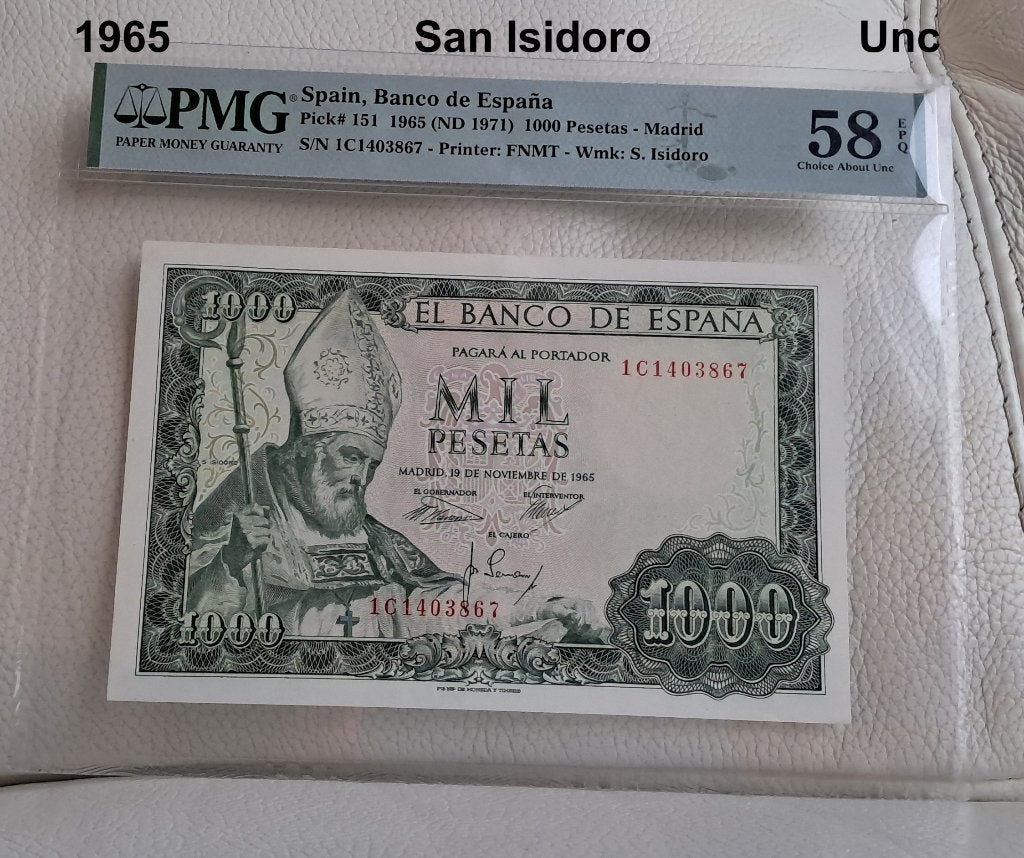 Espagne - 1000 pesetas 1965 - Pmg, Envoi, Autres pays, Billets en vrac