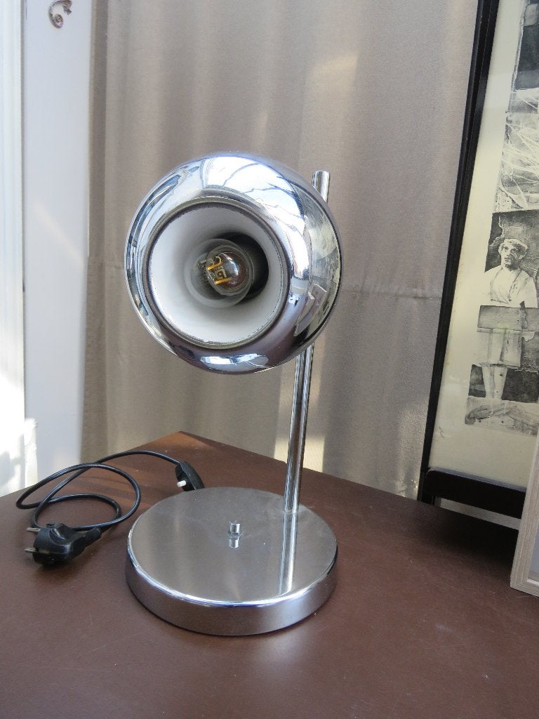 Vintage Chrome Eyeball lamp Space Age 1970s, Antiek en Kunst, Ophalen of Verzenden