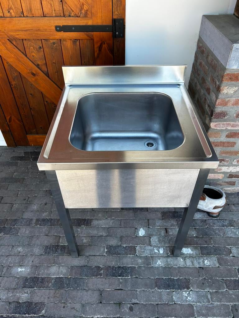 RVS spoeltafel 700x700x900 met 1 spoelbak 500x500x300, Ophalen, Gebruikt, Inox Meubilair