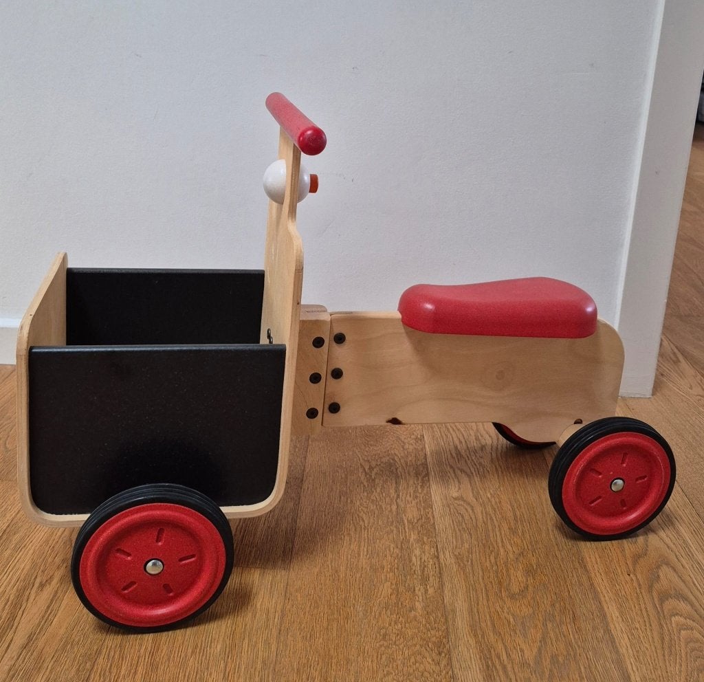PlanToys houten scooter en loopfiets - Delivery Bike, Ophalen, Zo goed als nieuw, Rij- of Hobbelspeelgoed