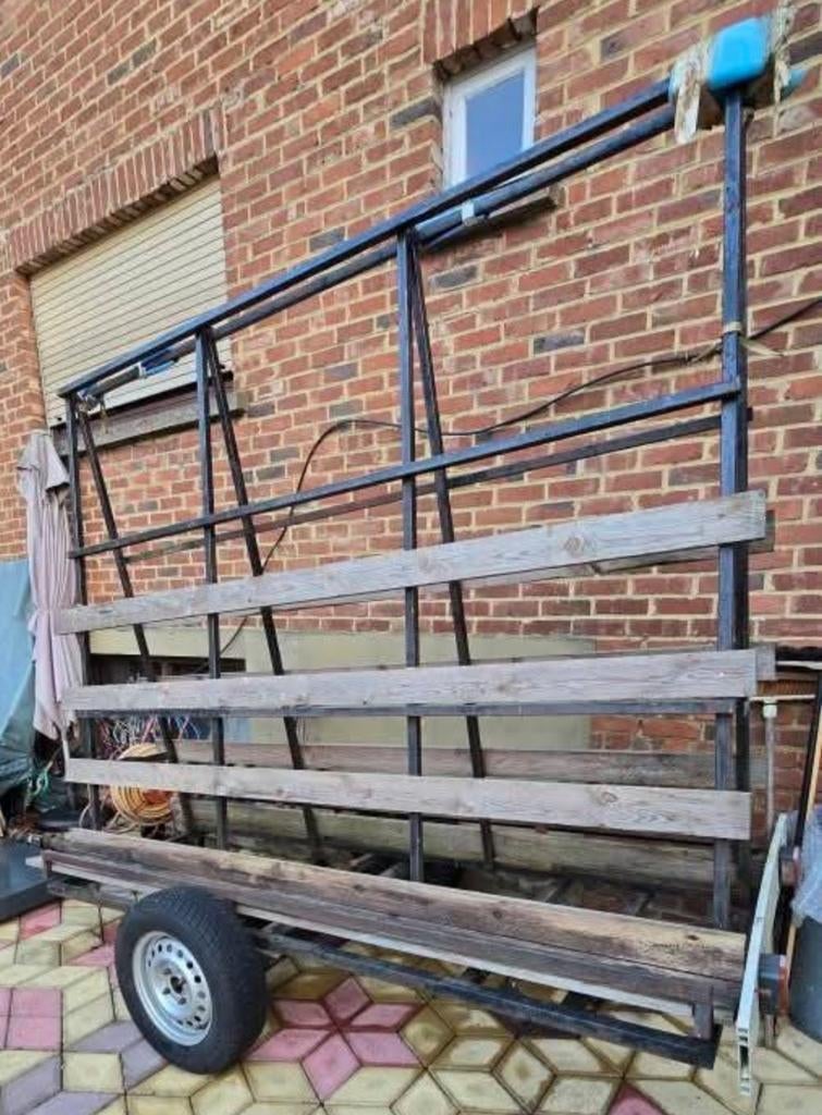 Aanhangwagen/paneelhouder met glazen drager - Telescopische, Ophalen