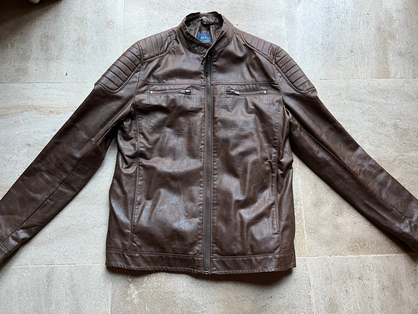 Jas in lederlook maat Large, Kleding | Heren, Jassen | Zomer, Ophalen, Zo goed als nieuw, Maat 52/54 (L), Bruin