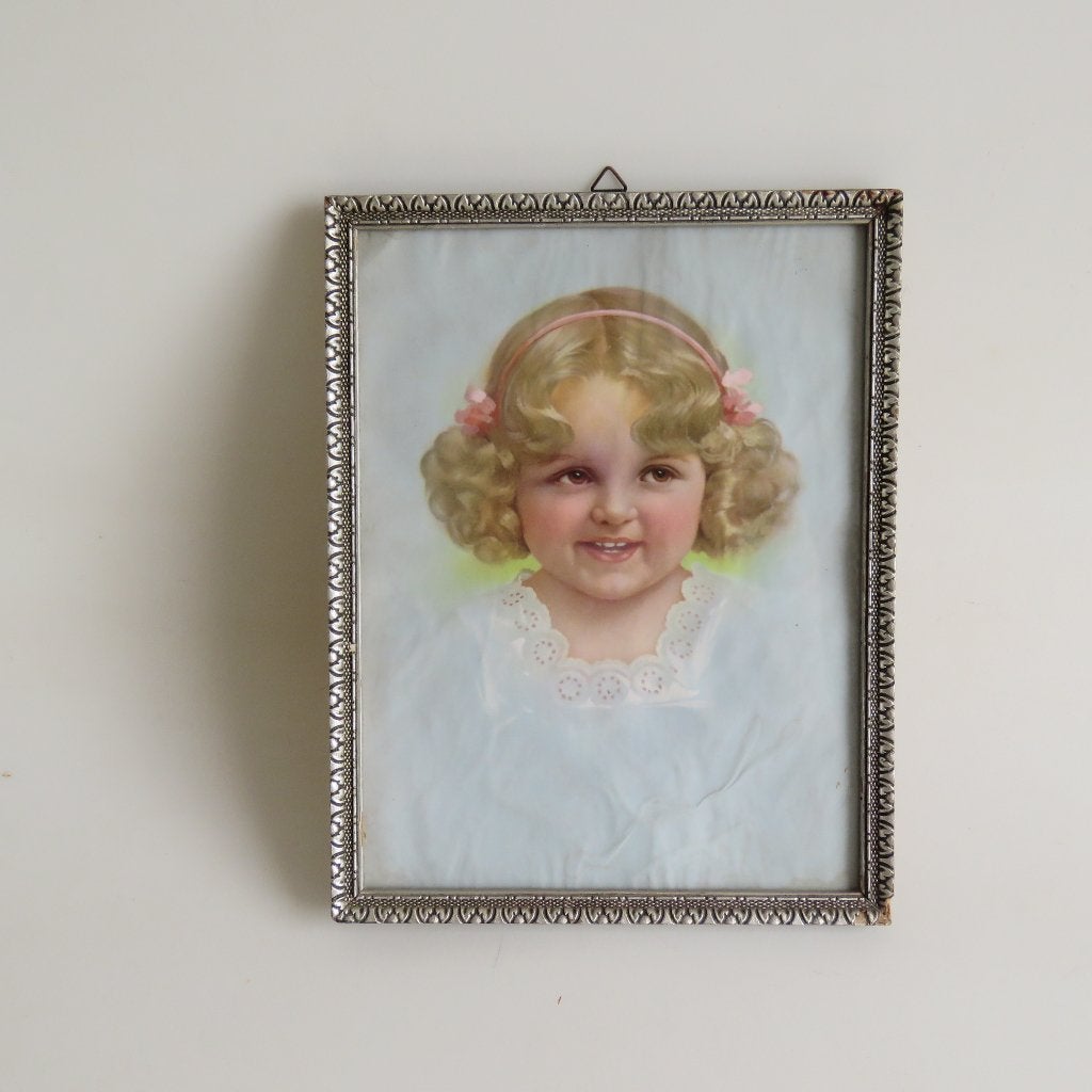 Vintage kader print meisje met haarband, Ophalen of Verzenden
