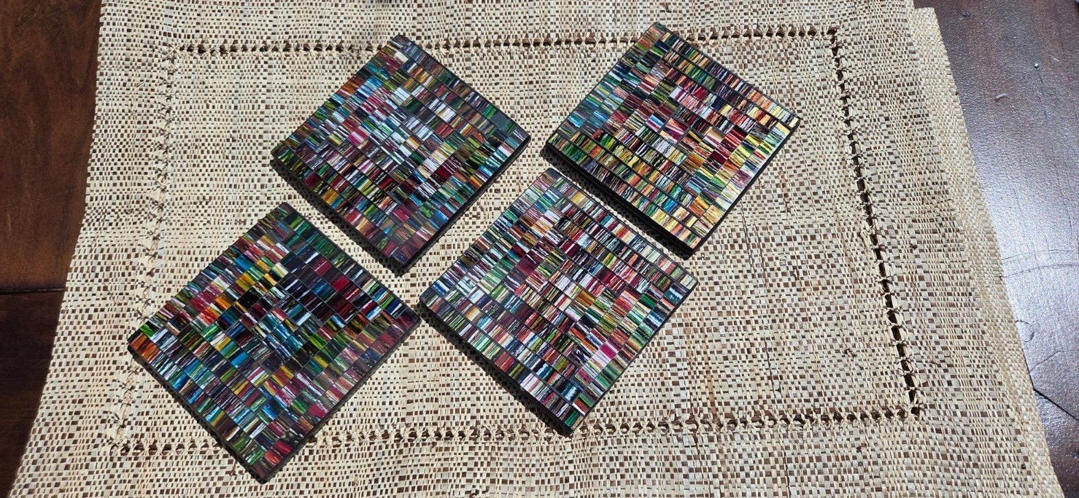 Verre mosaïque/Sous-verre/Fête des Pères, Maison & Meubles, Accessoires pour la Maison | Sous-verres & Sous-plats, Enlèvement ou Envoi