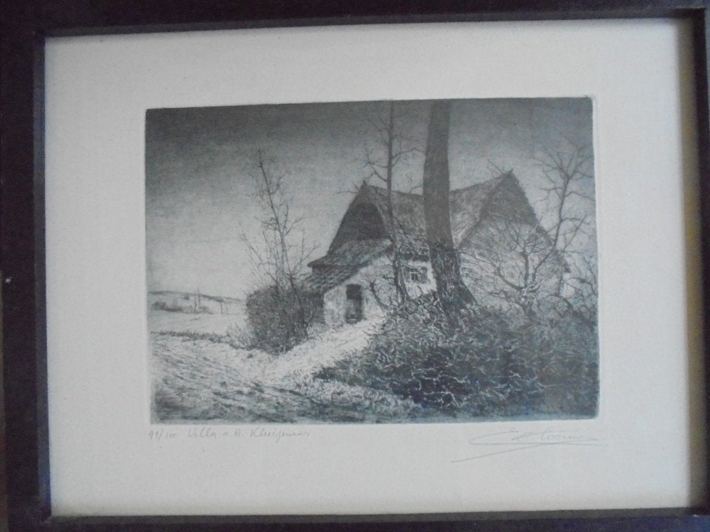 Emiel de Cooman  1922 - 2021  Ets Villa v d Kluizenaar, Envoi, Eau-forte, Signé