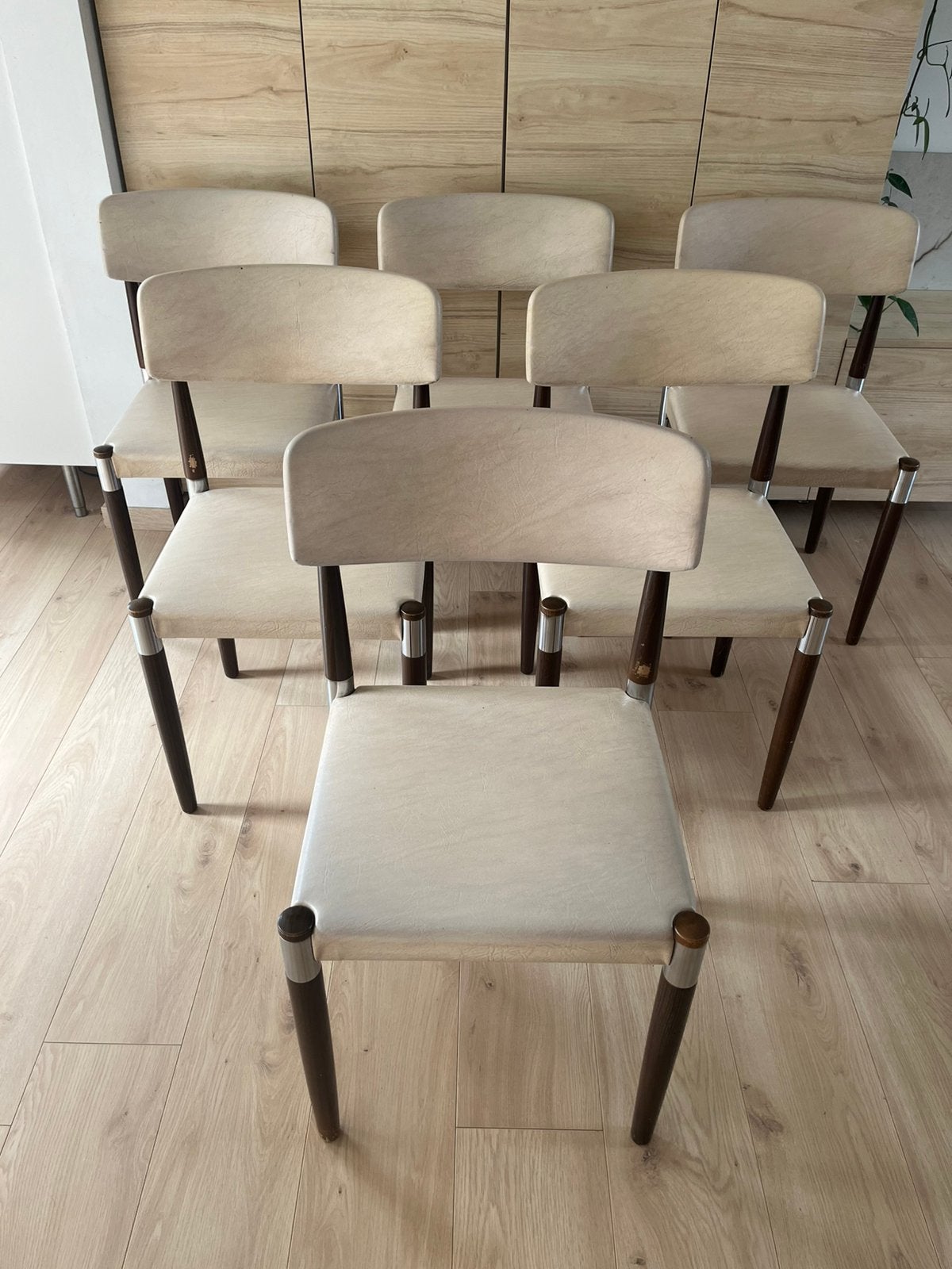 6 Fristho jaren 60 eetkamerstoelen, Enlèvement, Utilisé, Mid century