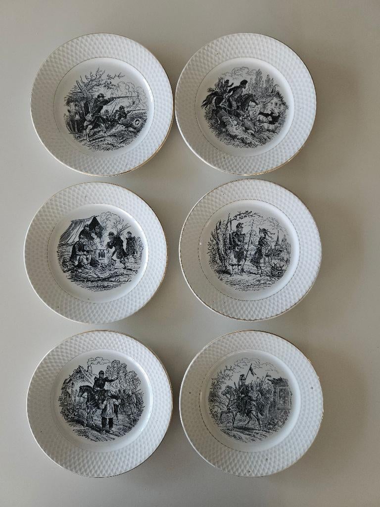 6 assiettes « Militaires » Petrus Regout Maastricht, Enlèvement ou Envoi