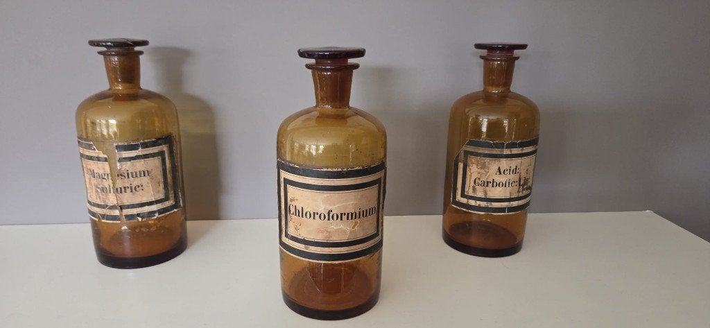 3x oude apotheker fles, Antiek en Kunst, Ophalen
