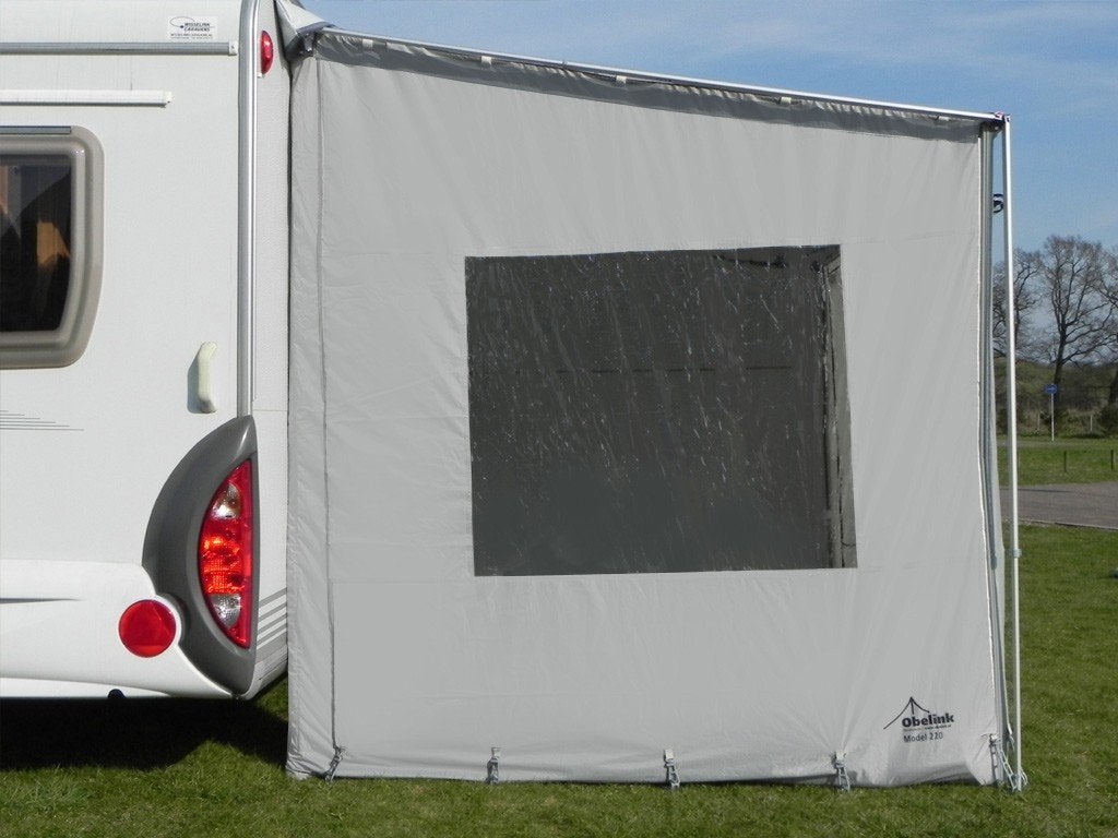 Zijwand voor caravan/camper voortent LINKS met twee stangen, Ophalen, Gebruikt
