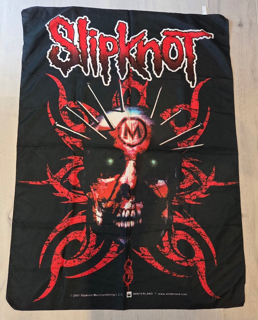 Vintage Slipknot Winterland flag tapestry 2001 – Iowa Era, Ophalen of Verzenden, Zo goed als nieuw, Poster, Artwork of Schilderij