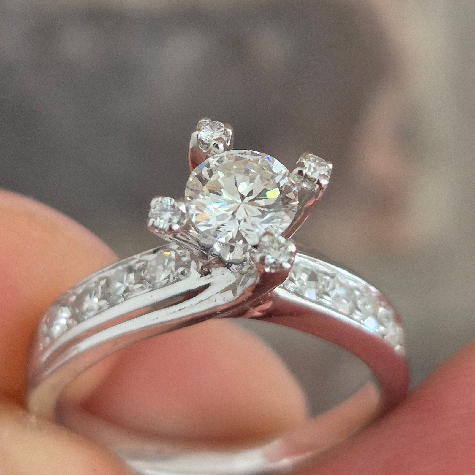 Diamond ring 14 karaat witgoud, Bijoux, Sacs & Beauté, Bagues, Comme neuf, Or, Enlèvement, Blanc