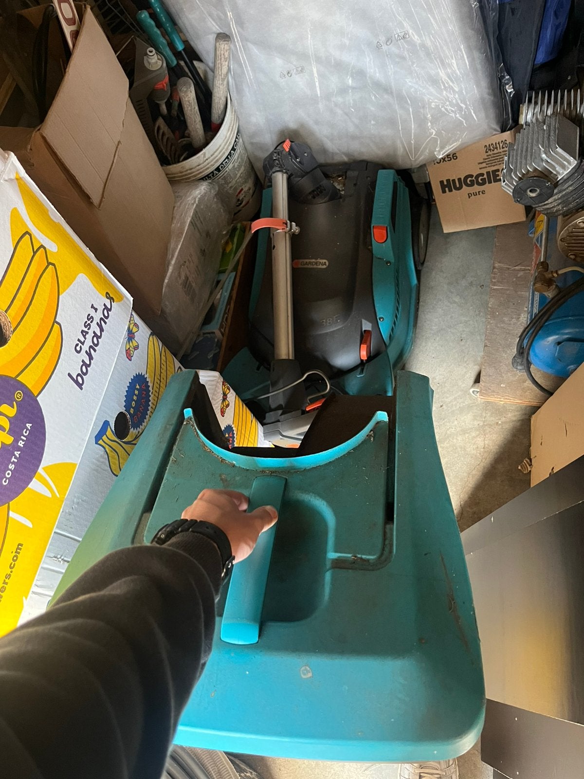 Gardena elektrisch grasmachine, Tuin en Terras, Ophalen, Gebruikt, Elektrische grasmaaier, Opvangbak
