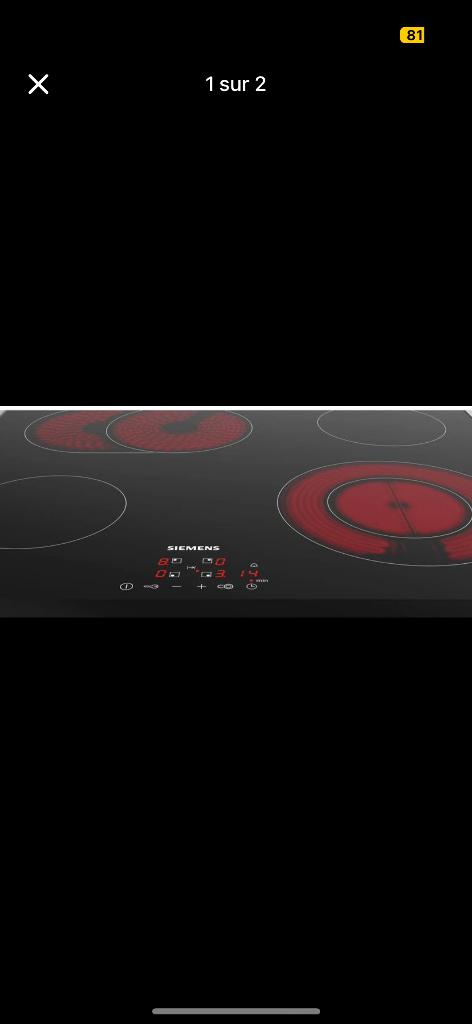 Table de cuisson Siemens – Vitrocéramique 4 zones, Electroménager, Tables de cuisson, 4 zones de cuisson, Comme neuf, Enlèvement