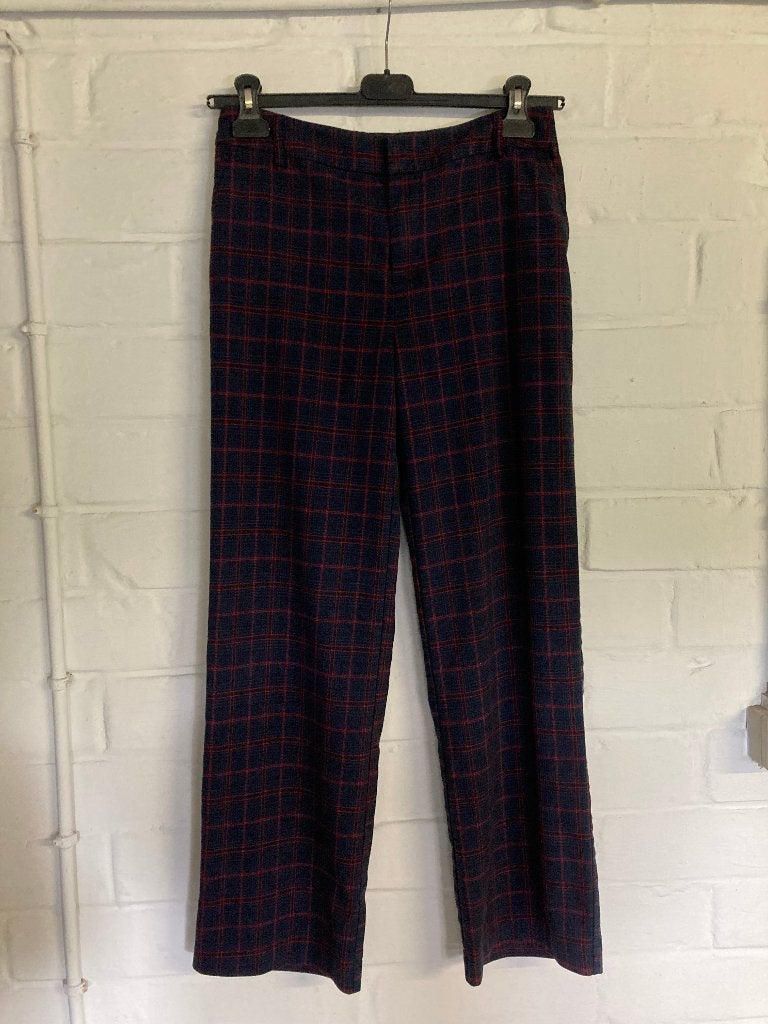 Blauw met rood geruite lange broek, Sora, 36, Enlèvement ou Envoi, Taille 36 (S), Comme neuf, Bleu