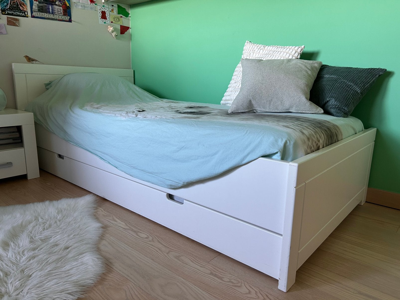 Eenpersoonsbed, Kinderen en Baby's, Kinderkamer | Bedden, Ophalen, Gebruikt, Lattenbodem