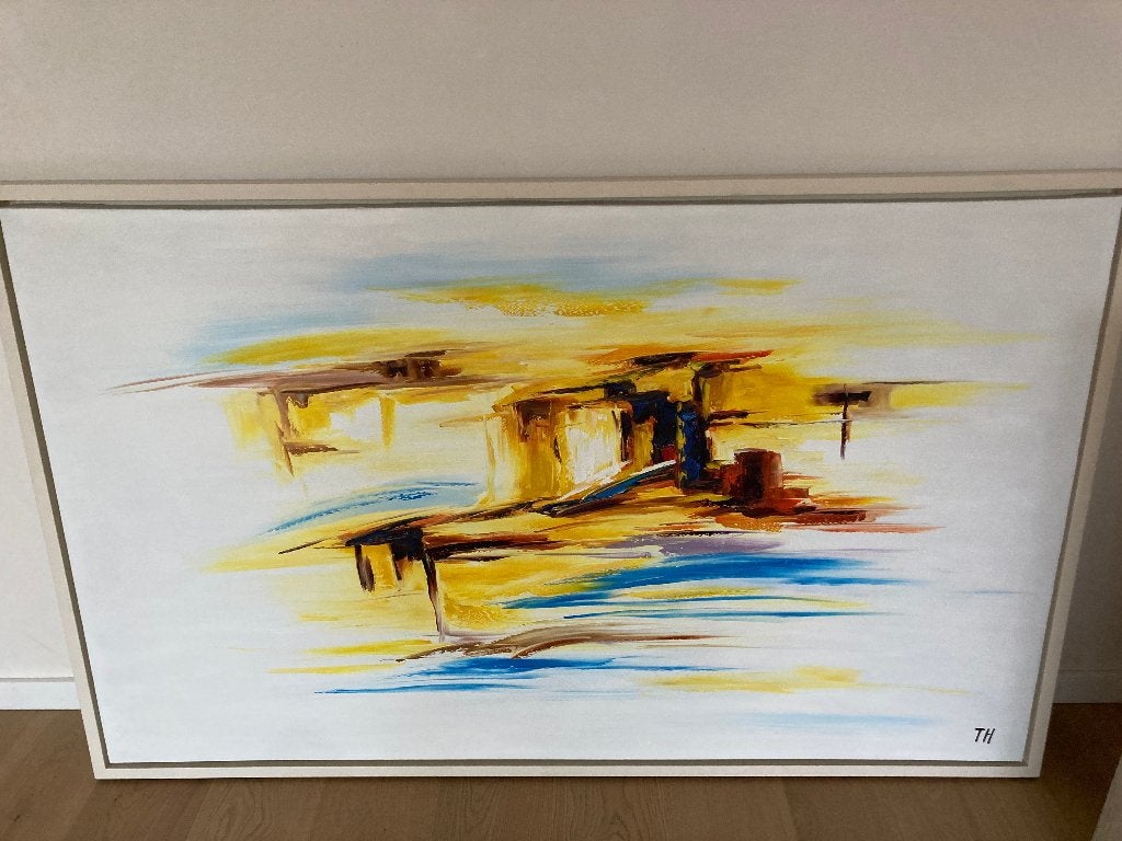 modern schilderij, Antiek en Kunst, Ophalen, Op houten frame, Abstract