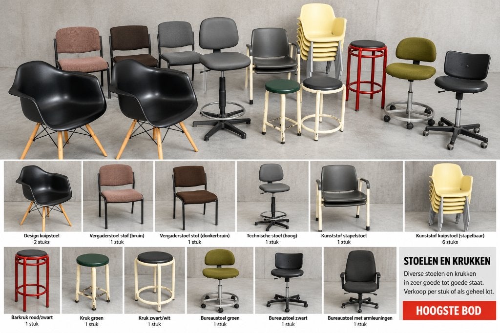 Lot stoelen (zie beschrijving), Ophalen, Gebruikt, Hout