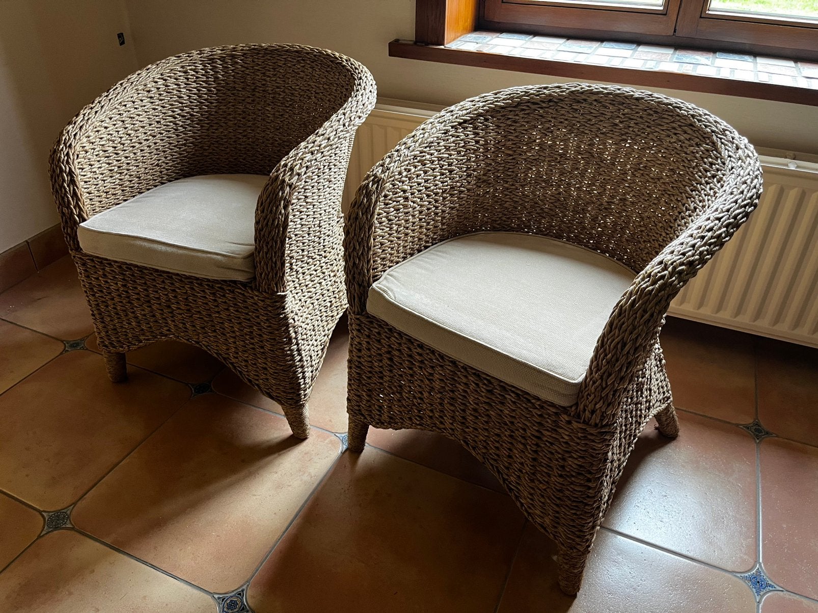 Prachtig stel rieten kuipstoelen, Ophalen, Zo goed als nieuw