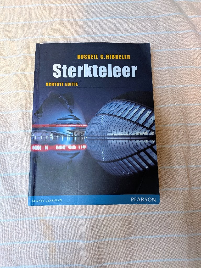 Sterkteleer Hibbeler 8ste editie, Ophalen of Verzenden, Zo goed als nieuw, Overige vakken