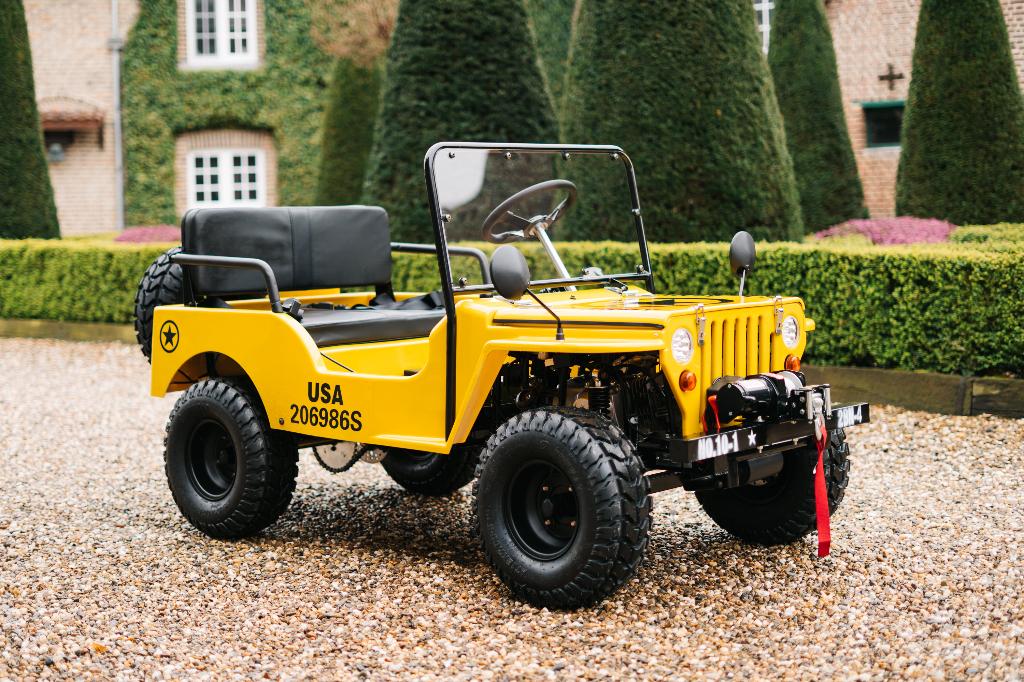 Mini Jeep 150cc, Auto's, Overige Auto's, Bedrijf, Te koop, Trekhaak, Benzine, Overige carrosserie, Automaat, Geel, Zwart, Kunstmatig leder