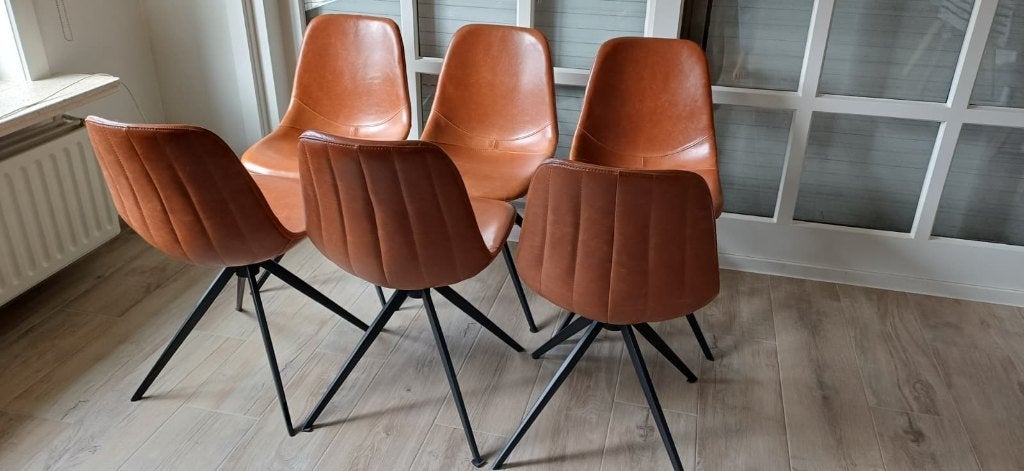 6 eetkamerstoelen – heel goede staat, Huis en Inrichting, Ophalen, Bruin, Zo goed als nieuw, Vijf, Zes of meer stoelen