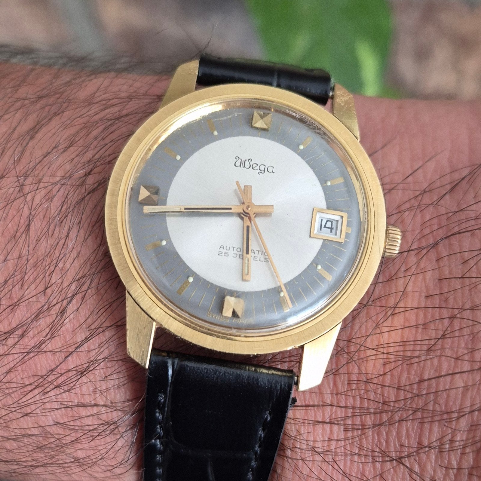18 karaat massiv goud manen horloge automatic, Handtassen en Accessoires, Horloges | Antiek, Ophalen, Goud