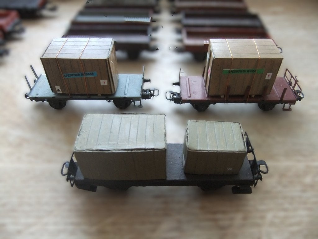 Märklin h0 - 3 wagons plats avec chargement, Analogique, Enlèvement ou Envoi, Courant alternatif, Wagon