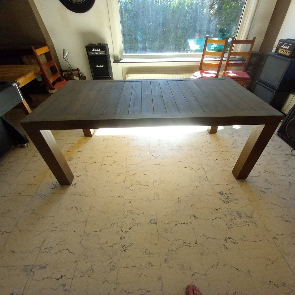 Table pour salle à manger  bois 2,20m x 1,00m, Ophalen, Vijf personen of meer