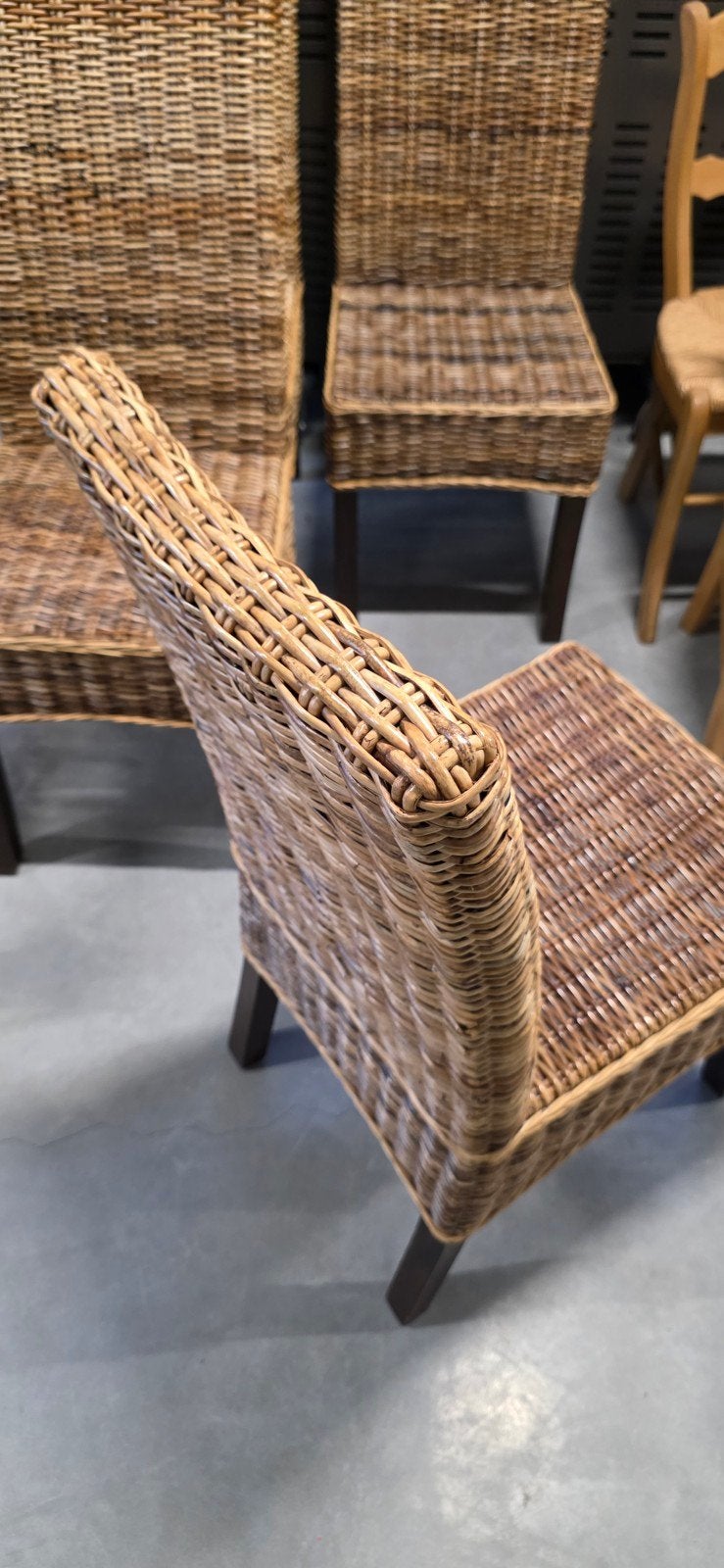 4 rotan eetkamerstoelen – landelijke stijl, Ophalen, Rotan