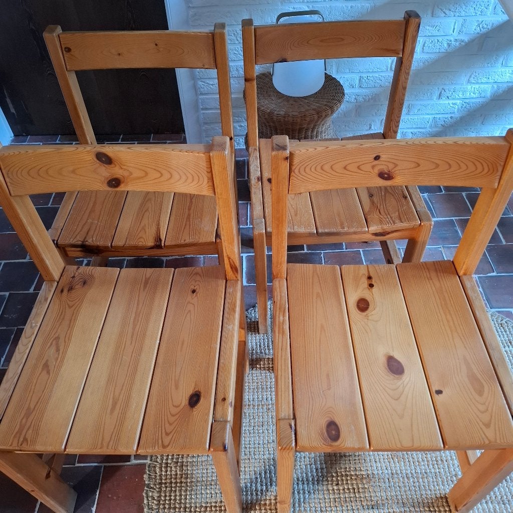 6 chaises vintage en pin, Brun, Enlèvement, Modernist, Bois