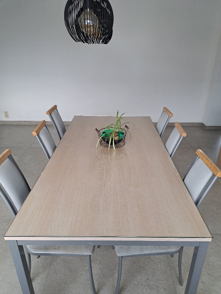 Tafel + 6 stoelen, Huis en Inrichting, Ophalen, Gebruikt, 50 tot 100 cm, 150 tot 200 cm