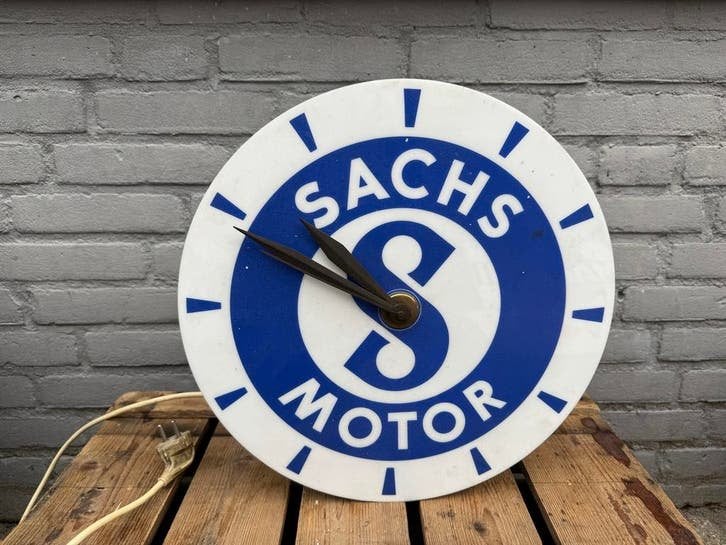 Vintage Sachs Motor Verlichte Klok - Werkplaats Reclame