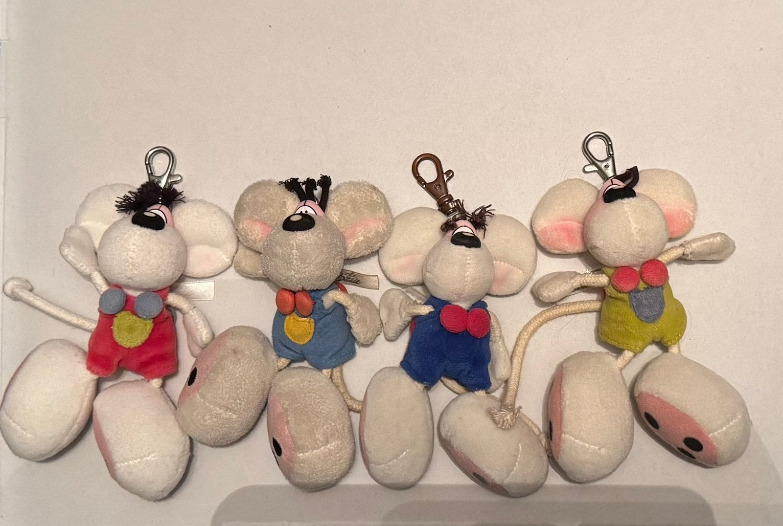 4 diddl knuffels met tuinbroek als sleutelhanger 12cm, Verzamelen, Ophalen of Verzenden, Diddl, Gebruikt