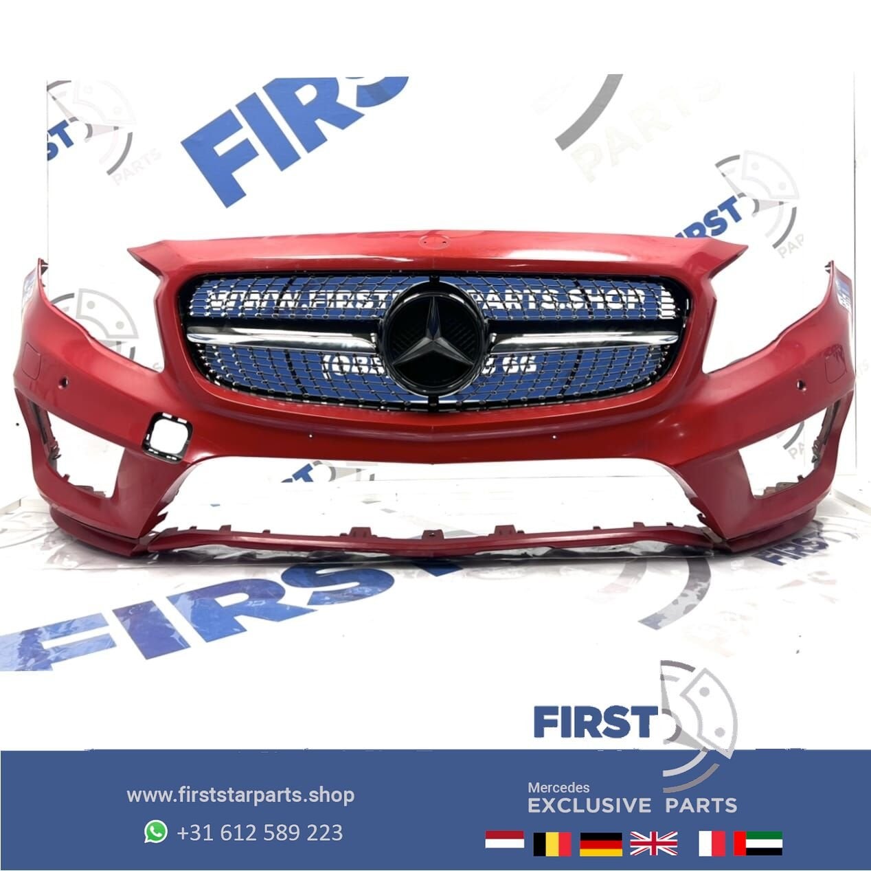 W156 BUMPER GLA AMG VOORBUMPER + DIAMOND GRIL ROOD WIT ZWART, Utilisé, -, Avant, -