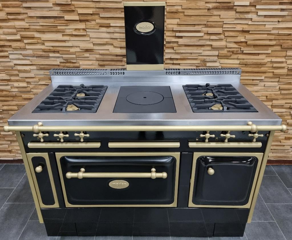 🔥Luxe Fornuis Morice 130cm Mokka + Messing 5 pits GASOVEN, Elektronische apparatuur, Fornuizen, Ophalen, 60 cm of meer, Zo goed als nieuw