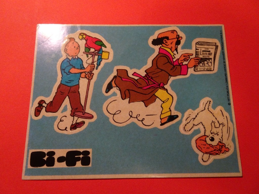 Kuifje Bi-Fi Sticker - Kuifje, Verzamelen, Ophalen of Verzenden, Kuifje, Zo goed als nieuw, Plaatje, Poster of Sticker