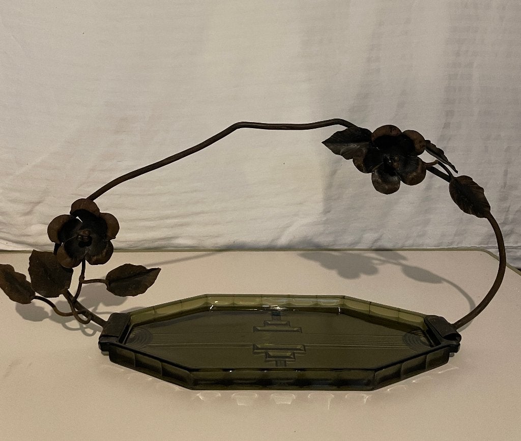 Art Nouveau - plateau en verre texturé, Enlèvement ou Envoi, Verre, Utilisé, Plateau
