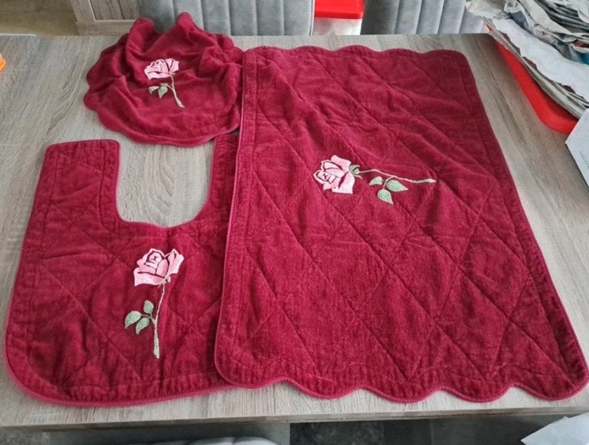 Badkamer set - bordeaux, Enlèvement ou Envoi, Neuf, Rouge, Tapis de bain
