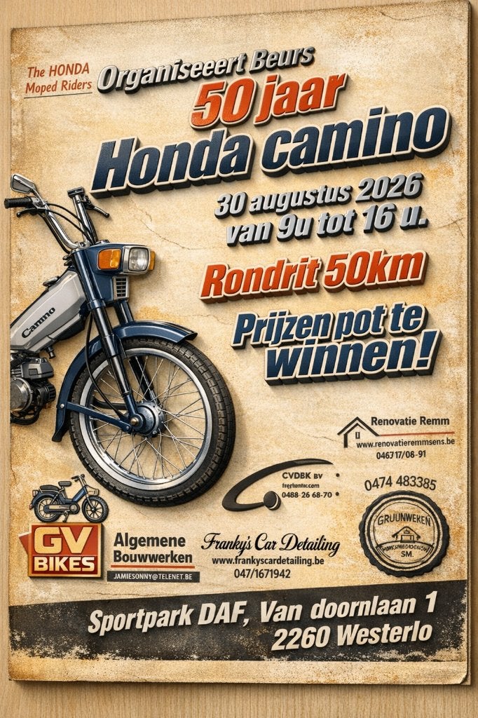 OLDTIMER BEURS 30 AUGUSTUS, Ophalen, Nieuw, Zadel, Honda camino