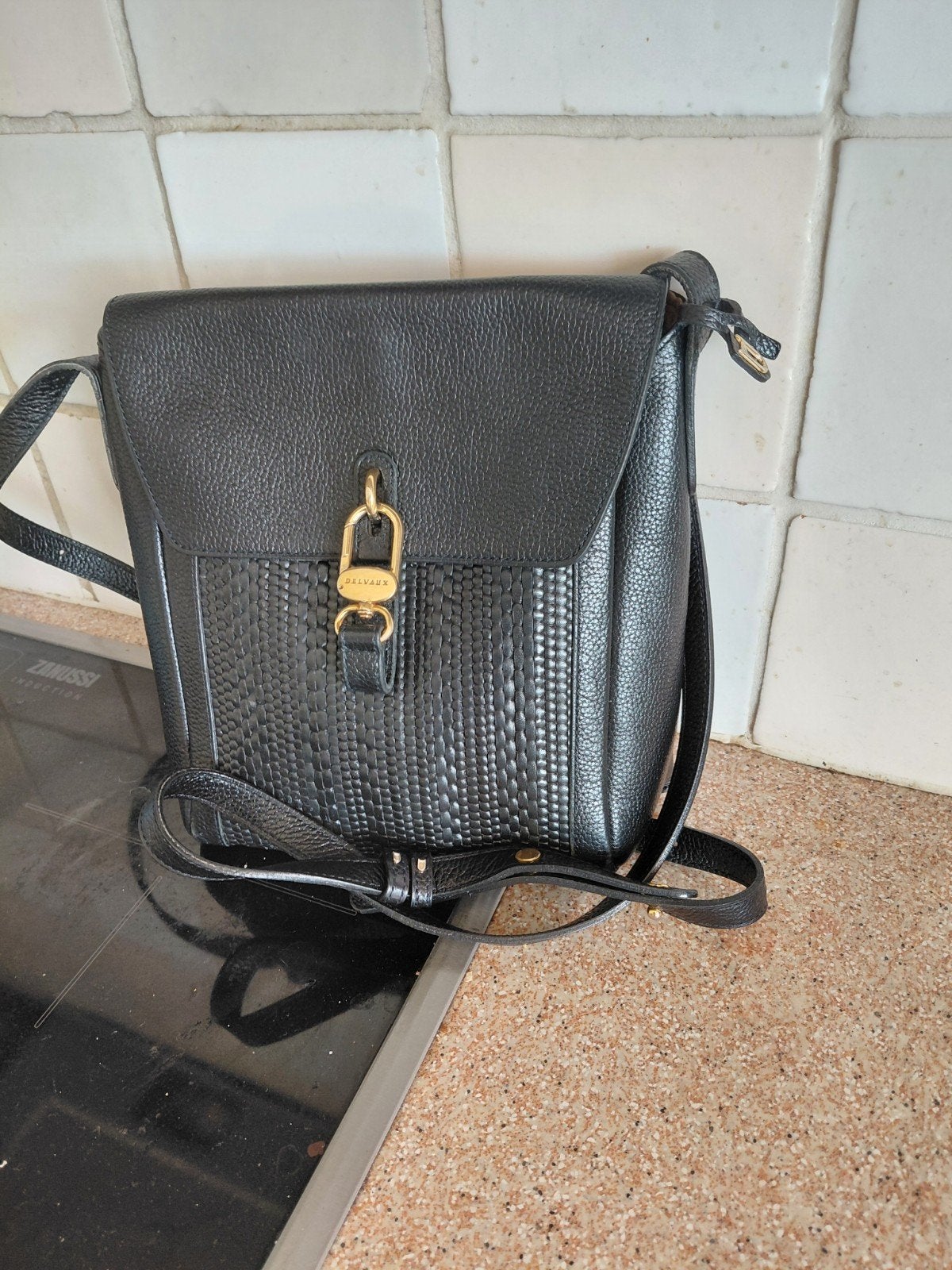 Delvaux zwart toile de cuir, Enlèvement ou Envoi, Noir