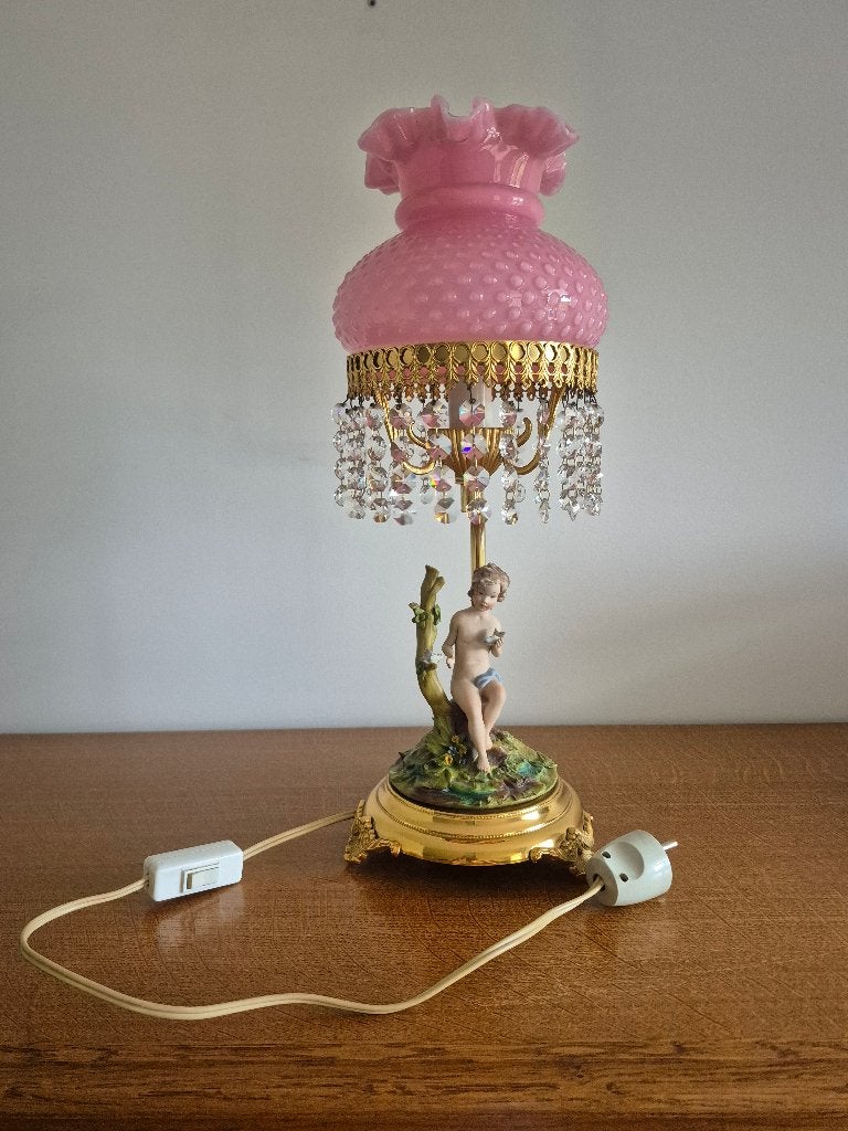 Lampe vintage avec perles, Vintage, Lampe figurine, Enlèvement, Utilisé