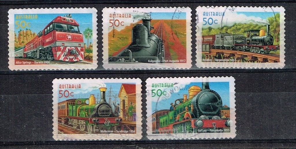 Postzegels uit Australie - K 5996 - treinen, Verzenden, Gestempeld