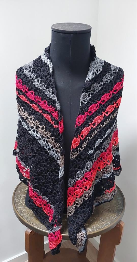 Grote nieuwe gehaakte Omslagdoek Sjaal - Handgemaakt, Kleding | Dames, Ophalen of Verzenden, Rood