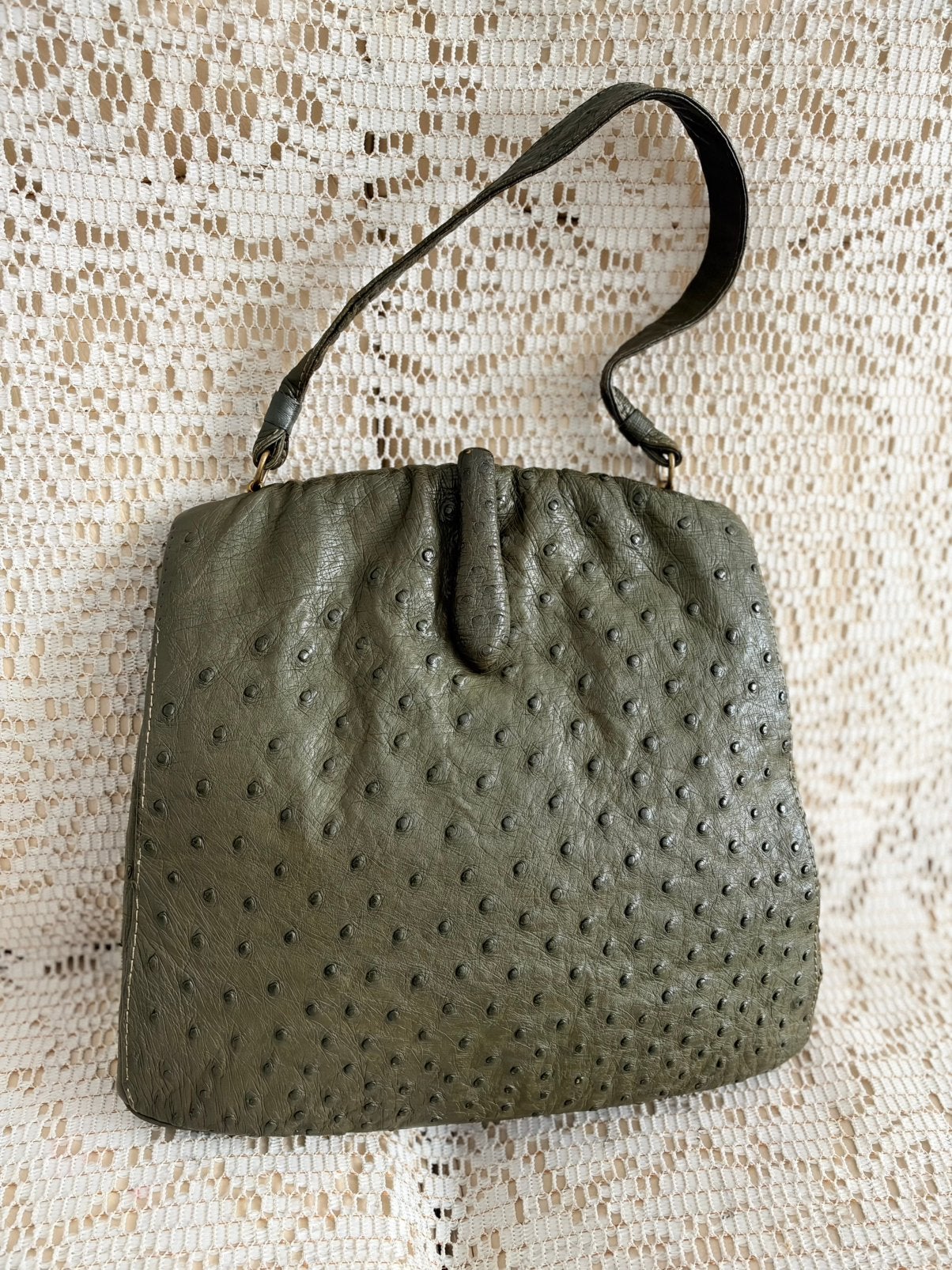 Sac CHRISTIAN DIOR cuir autruche vert, Enlèvement ou Envoi, Comme neuf, Vert