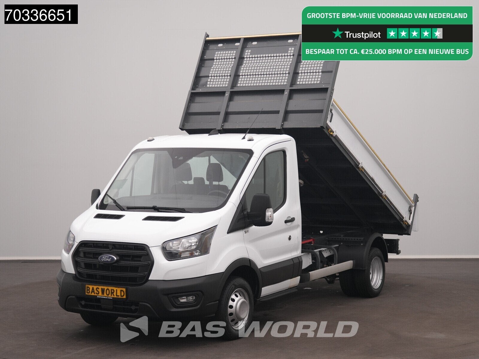 Ford Transit 165pk Kipper Dubbellucht 3,5t Trekhaak Airco Ca, Stof, 4 cilinders, Wit, Bedrijf