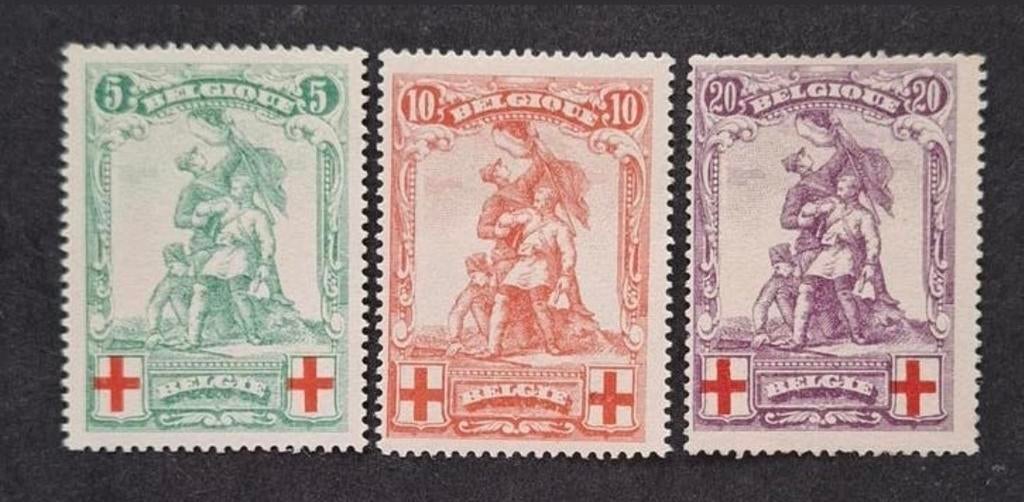 Belgique : COB 126/28 ** Croix-Rouge 1914., Sans timbre, Neuf, Enlèvement ou Envoi, Non oblitéré